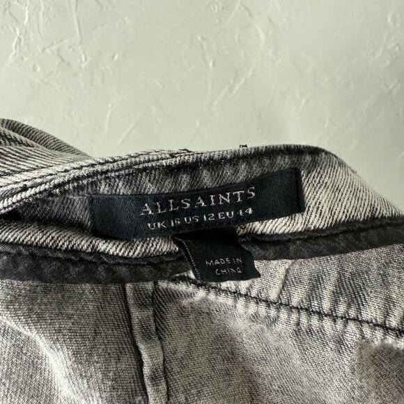 Allsaints Women's Dress US 12 Sylana Acid Wash Denim Designer Open Back UU14 - Picture 6 of 6